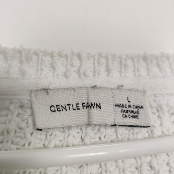 Gentle Fawn Women's Cropped Sweater Size L White Cotton Knit Oversized Stylish - Picture 3 of 10